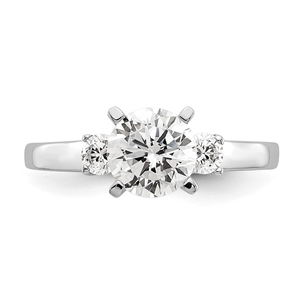 14K White Gold 3-Stone Diamond Peg Set Semi-Mount Engagement Ring