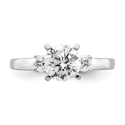 14K White Gold 3-Stone Diamond Peg Set Semi-Mount Engagement Ring