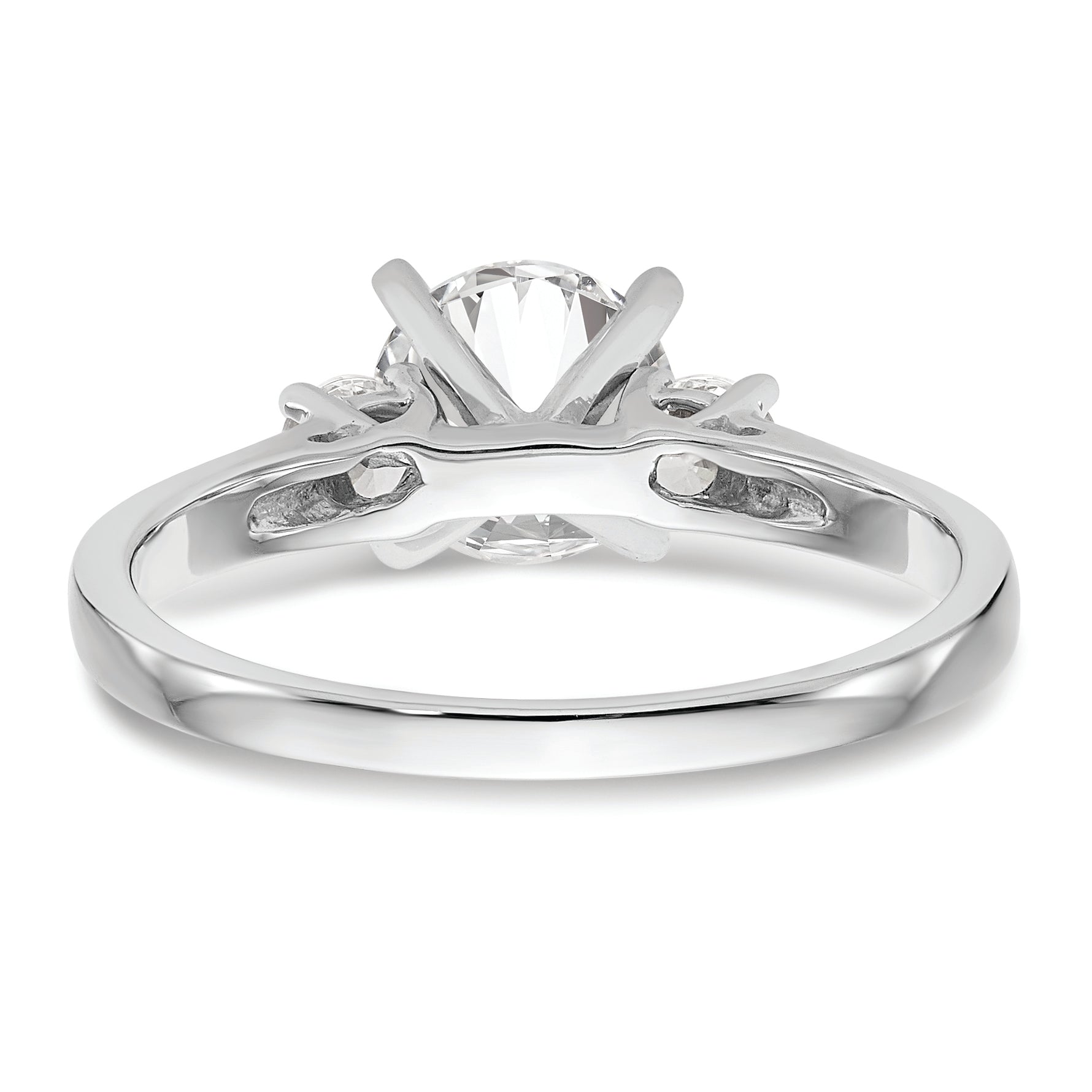 14K White Gold 3 Stone Peg Set Center Semi Mount Diamond Engagement Ring