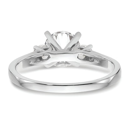 14K White Gold 3 Stone Peg Set Center Semi Mount Diamond Engagement Ring