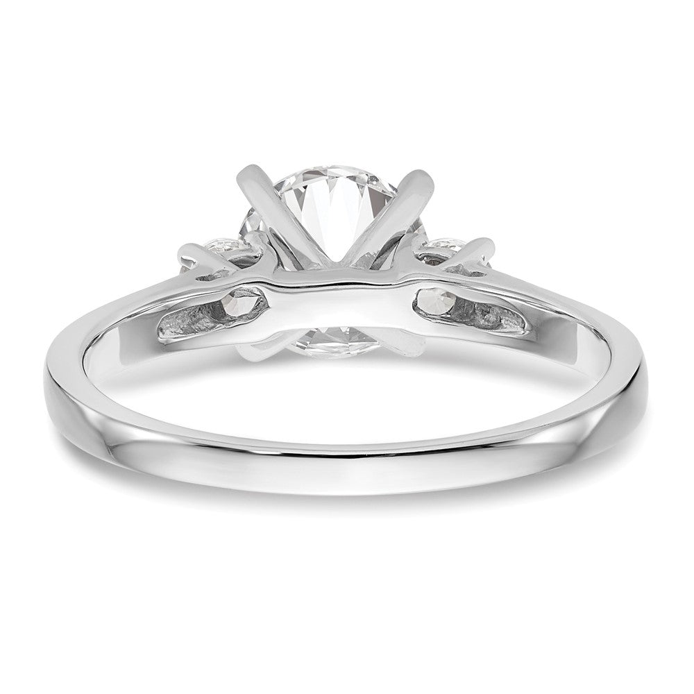 14K White Gold 3-Stone Diamond Peg Set Semi-Mount Engagement Ring