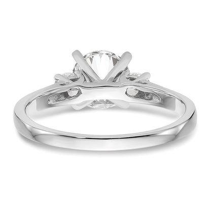 14K White Gold 3-Stone Diamond Peg Set Semi-Mount Engagement Ring