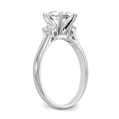 14K White Gold 3 Stone Peg Set Center Semi Mount Diamond Engagement Ring