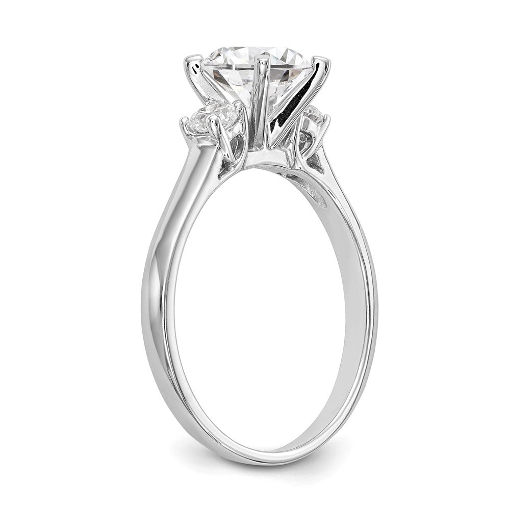 14K White Gold 3-Stone Diamond Peg Set Semi-Mount Engagement Ring