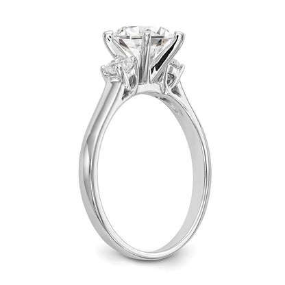 14K White Gold 3-Stone Diamond Peg Set Semi-Mount Engagement Ring