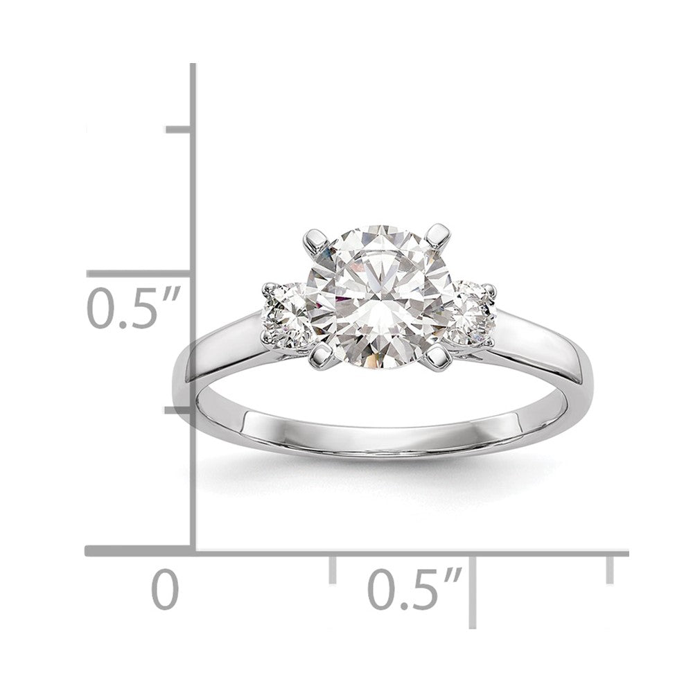 14K White Gold 3-Stone Diamond Peg Set Semi-Mount Engagement Ring