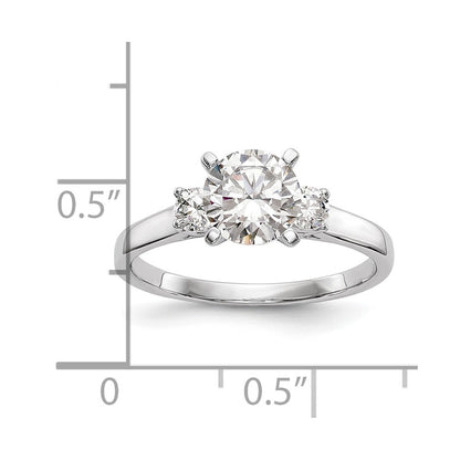 14K White Gold 3-Stone Diamond Peg Set Semi-Mount Engagement Ring