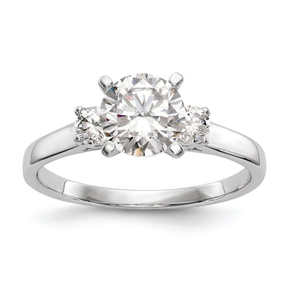 14K White Gold 3 Stone Peg Set Center Semi Mount Diamond Engagement Ring
