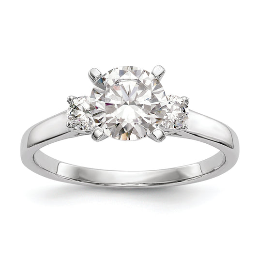 14K White Gold 3 Stone Peg Set Center Semi Mount Diamond Engagement Ring