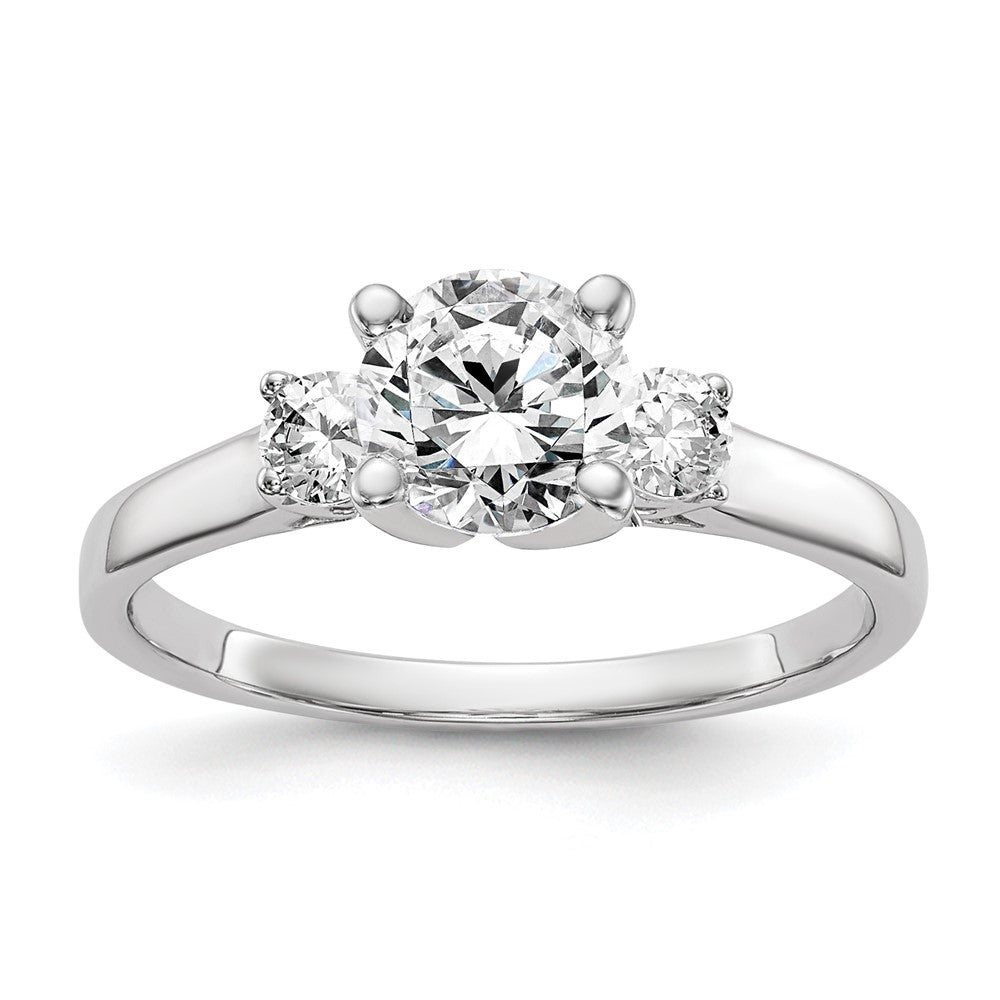 14K White Gold 3-Stone Diamond Peg Set Semi-Mount Engagement Ring