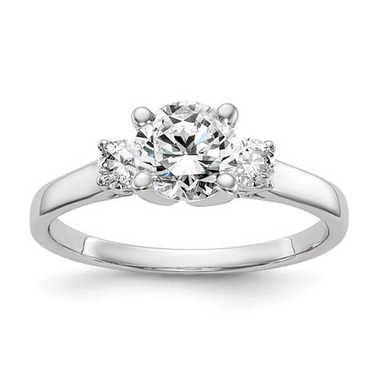 14K White Gold 3-Stone Diamond Peg Set Semi-Mount Engagement Ring