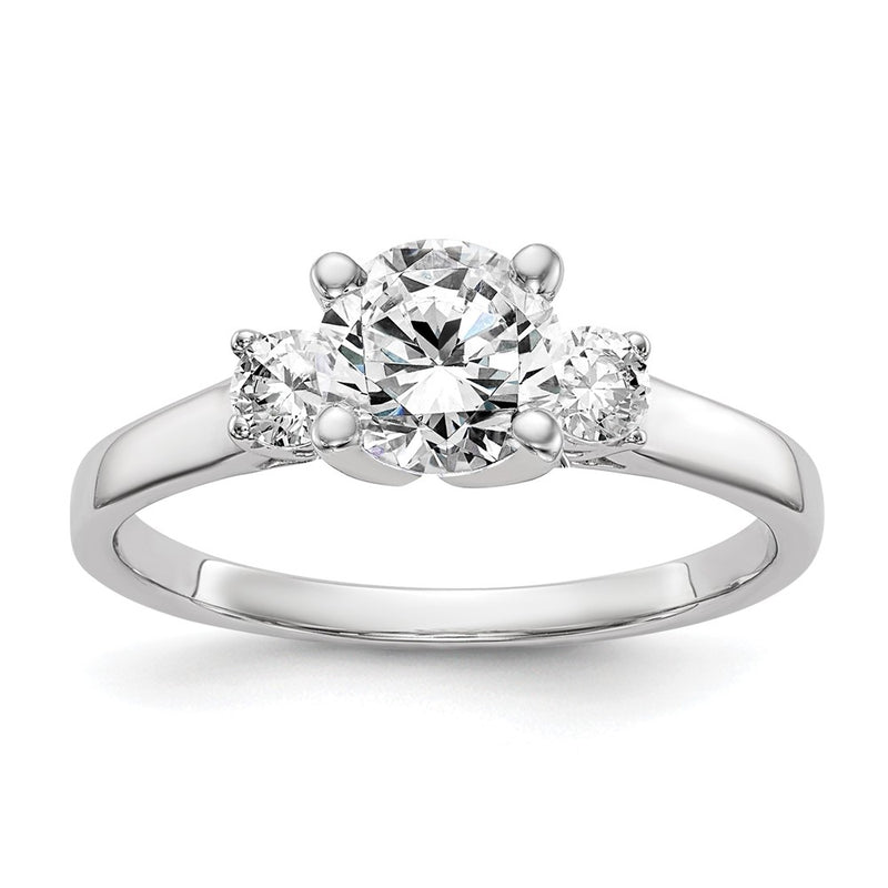 14K White Gold 3-Stone Diamond Peg Set Semi-Mount Engagement Ring