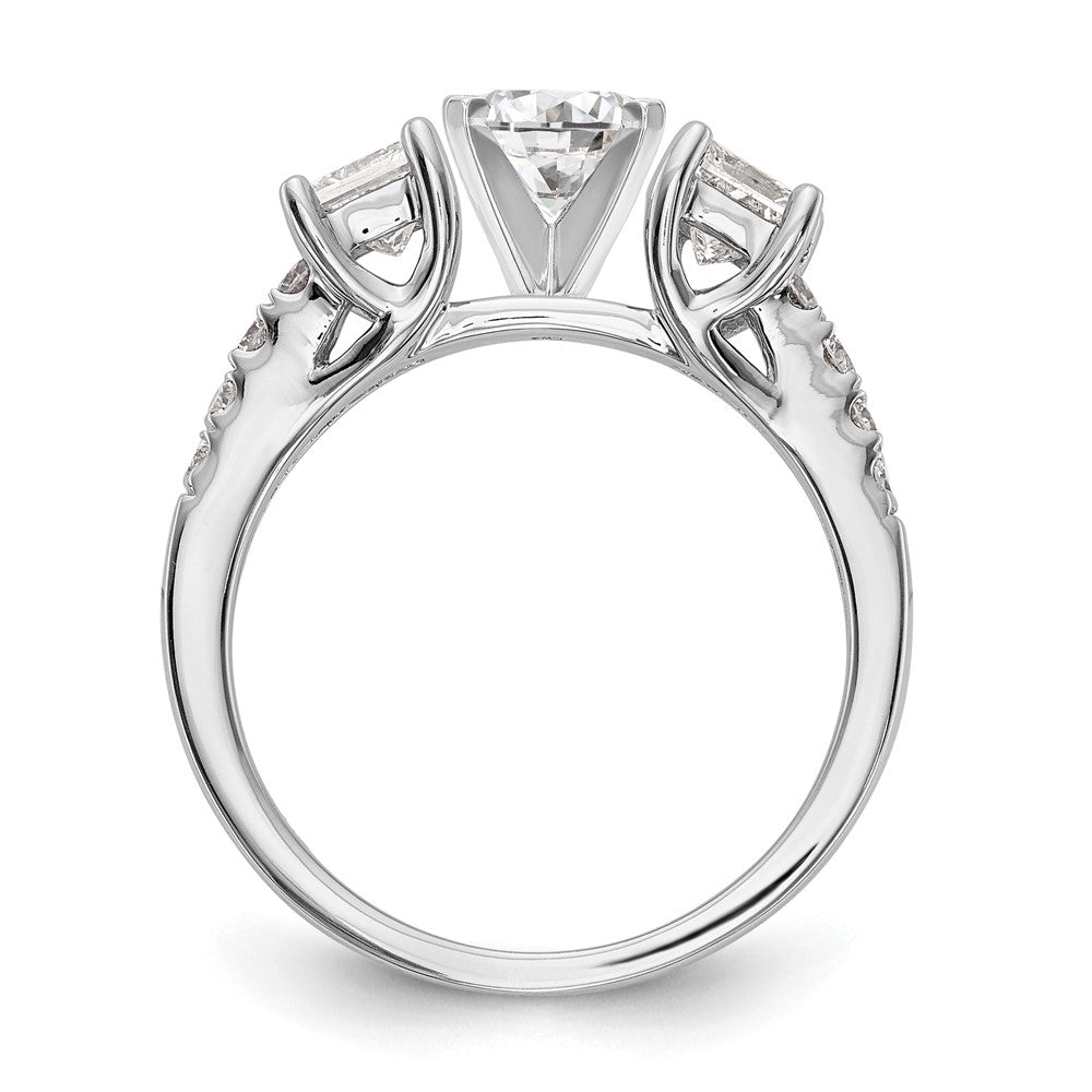 14K White Gold 3-Stone Diamond Peg Set Semi-Mount Engagement Ring