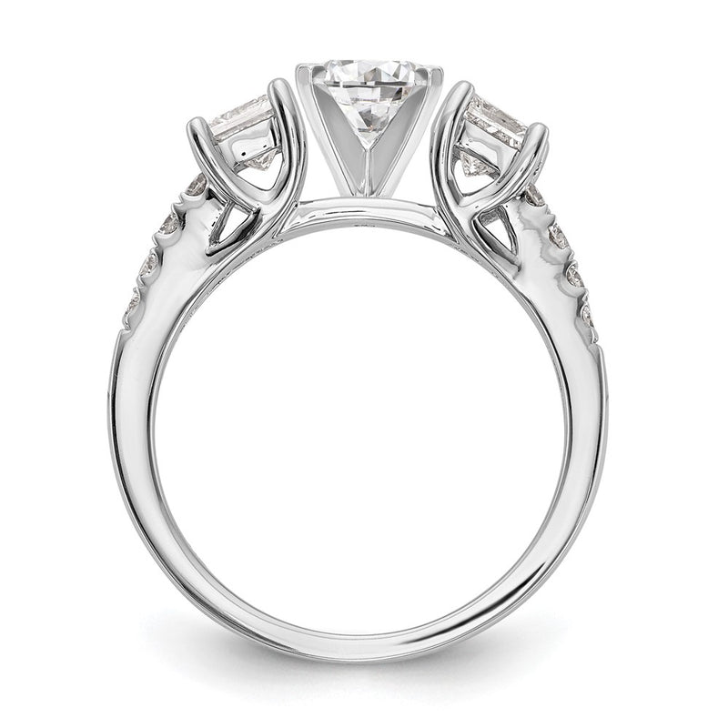 14K White Gold 3-Stone Diamond Peg Set Semi-Mount Engagement Ring