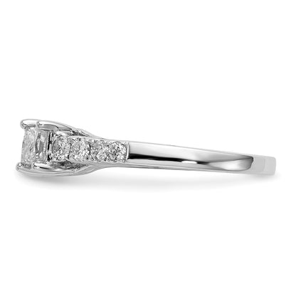 14K White Gold 3 Stone Plus Peg Set Center Semi Mount Princess Diamond Engagement Ring