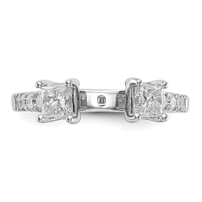 14K White Gold 3 Stone Plus Peg Set Center Semi Mount Princess Diamond Engagement Ring