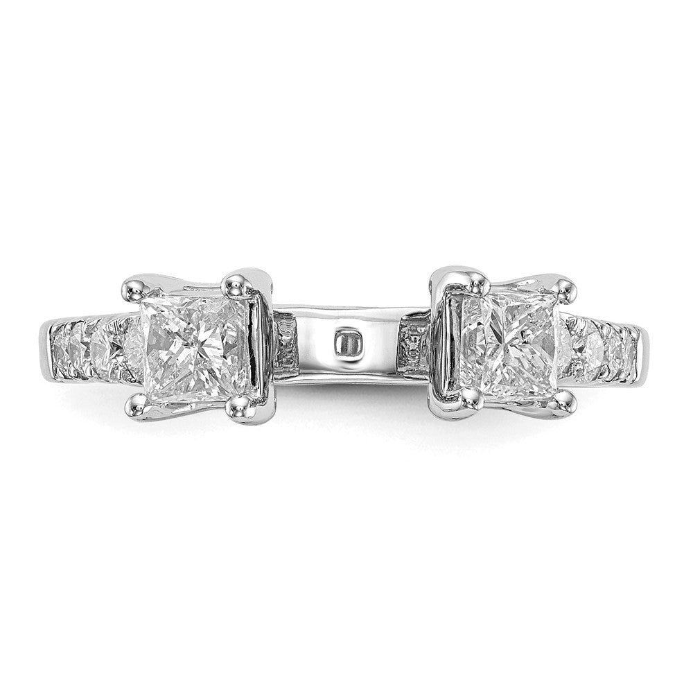 14K White Gold 3-Stone Diamond Peg Set Semi-Mount Engagement Ring