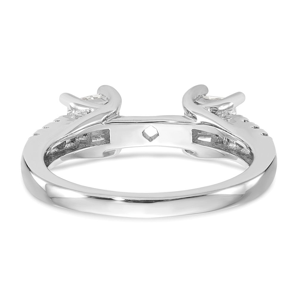 14K White Gold 3-Stone Diamond Peg Set Semi-Mount Engagement Ring