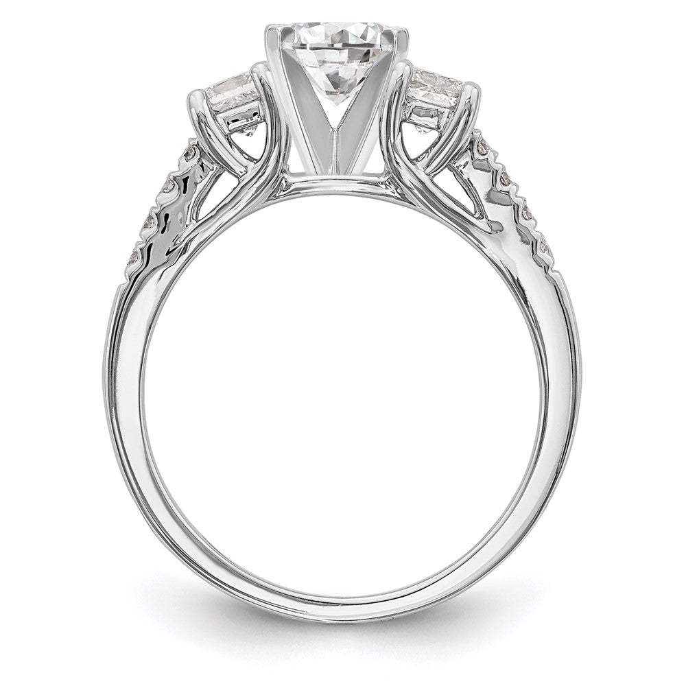 14K White Gold 3-Stone Diamond Peg Set Semi-Mount Engagement Ring