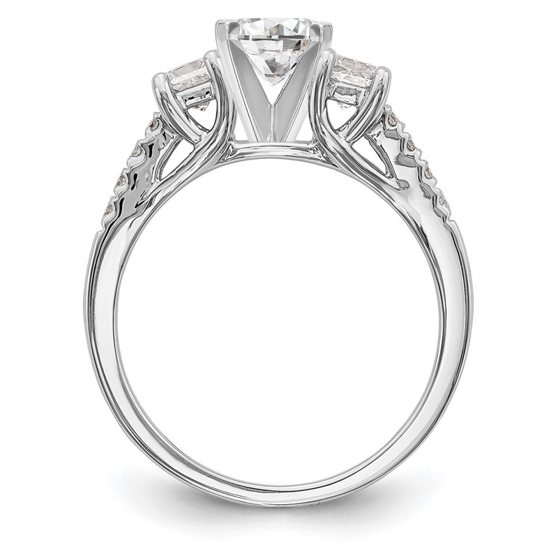 14K White Gold 3-Stone Diamond Peg Set Semi-Mount Engagement Ring