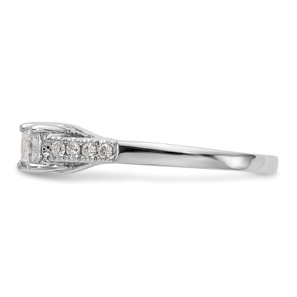 14K White Gold 3-Stone Diamond Peg Set Semi-Mount Engagement Ring