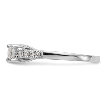 14K White Gold 3-Stone Diamond Peg Set Semi-Mount Engagement Ring