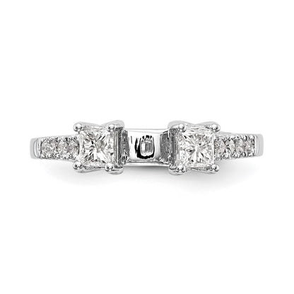 14K White Gold 3-Stone Diamond Peg Set Semi-Mount Engagement Ring