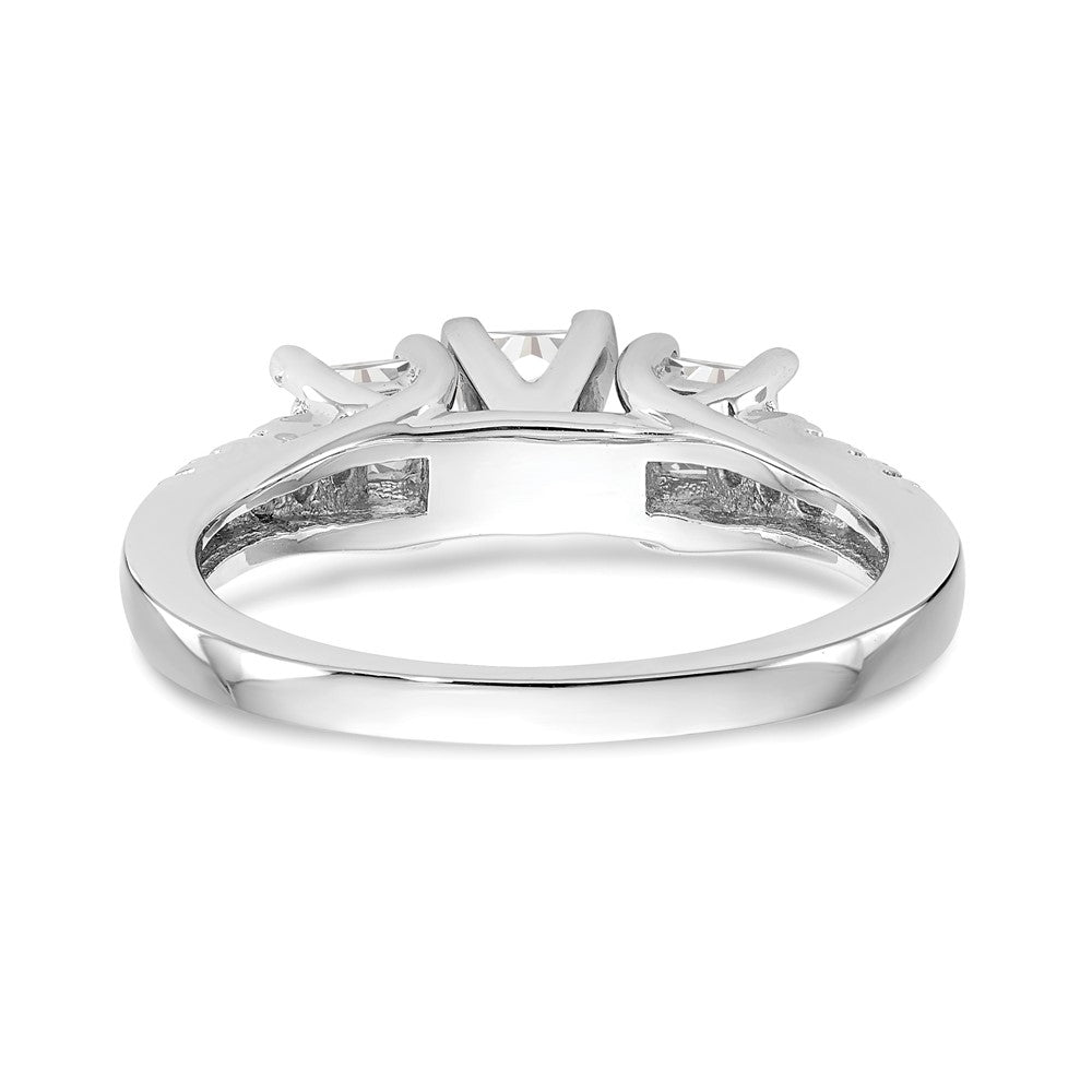 14K White Gold 3-Stone Diamond Peg Set Semi-Mount Engagement Ring