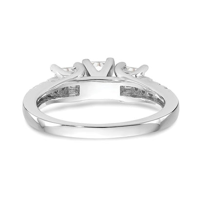 14K White Gold 3-Stone Diamond Peg Set Semi-Mount Engagement Ring