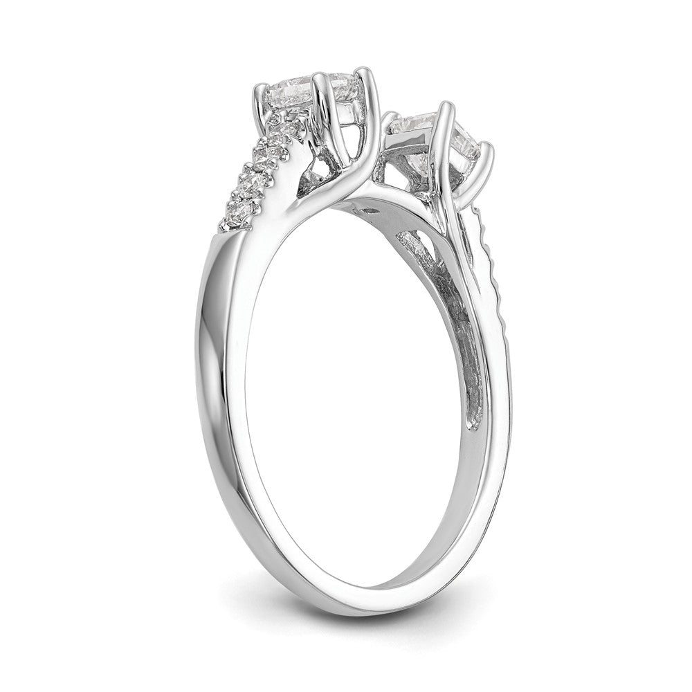 14K White Gold 3-Stone Diamond Peg Set Semi-Mount Engagement Ring