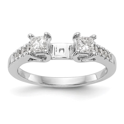 14K White Gold 3-Stone Diamond Peg Set Semi-Mount Engagement Ring