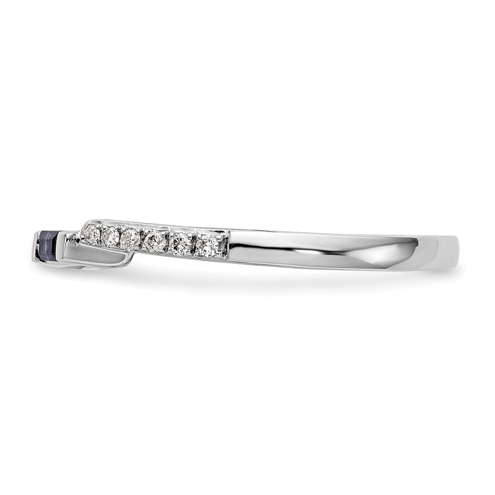 14K White Gold 1/10 Carat Diamond And Sapphire Complete Wedding Band