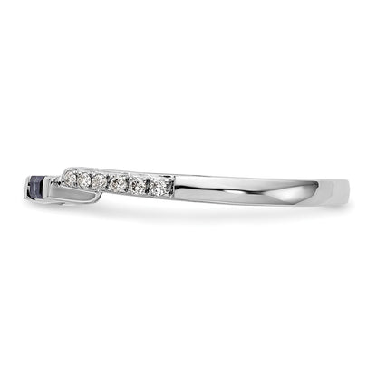 14K White Gold 1/10 Carat Diamond And Sapphire Complete Wedding Band