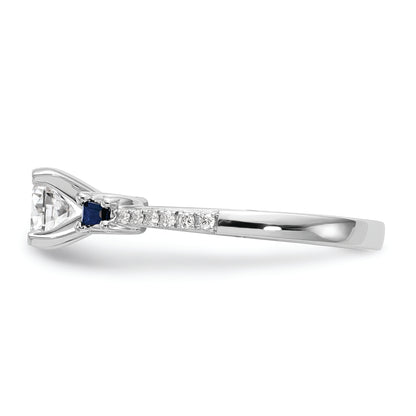 14K White Gold 3 Stone Dia Peg Set Sapphire Semi Mount Including 2 Side Stones Engagement Ring