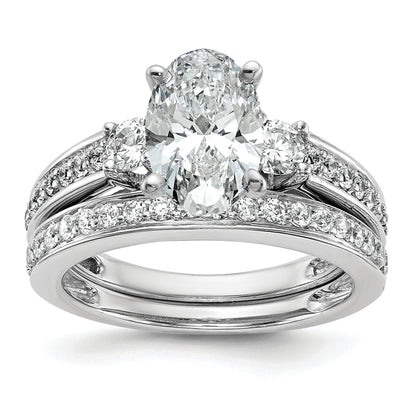 14K White Gold 3 Stone Plus Peg Set Center 1/5 Carat Diamond Semi Mount Engagement Ring