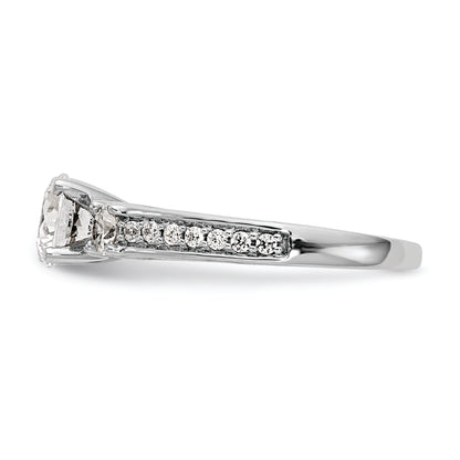 14K White Gold 3 Stone Plus Peg Set Center 1/5 Carat Diamond Semi Mount Engagement Ring