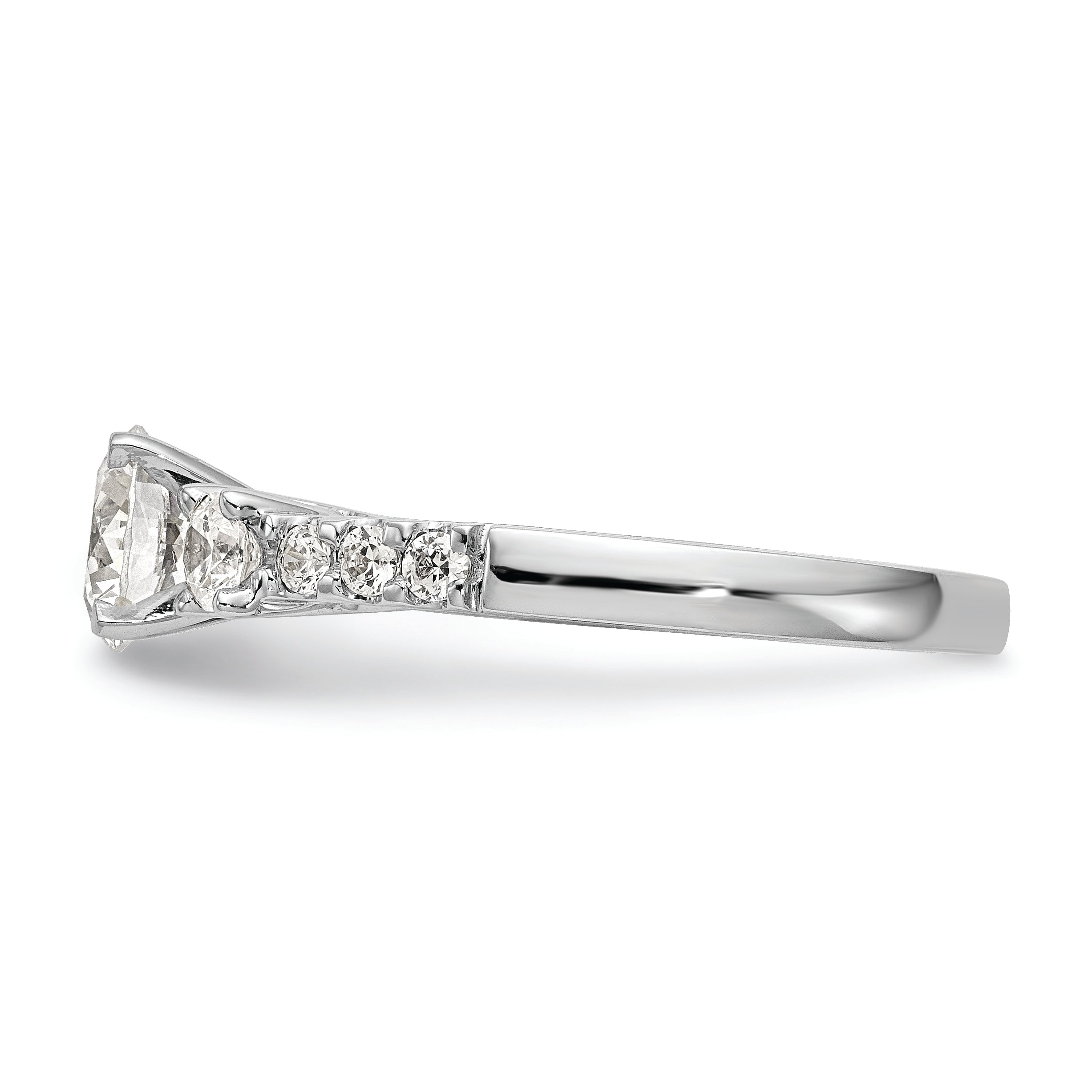 14K White Gold 3 Stone Plus Peg Set Center 1/5 Carat Diamond Semi Mount Engagement Ring