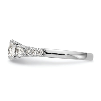 14K White Gold 3 Stone Plus Peg Set Center 1/5 Carat Diamond Semi Mount Engagement Ring