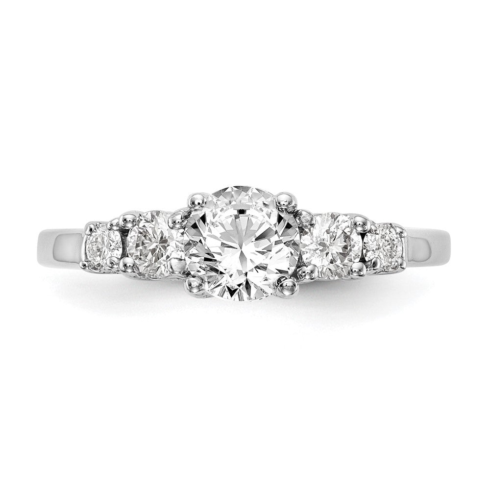 14K White Gold 5 Stone Simulated Diamond Engagement Ring