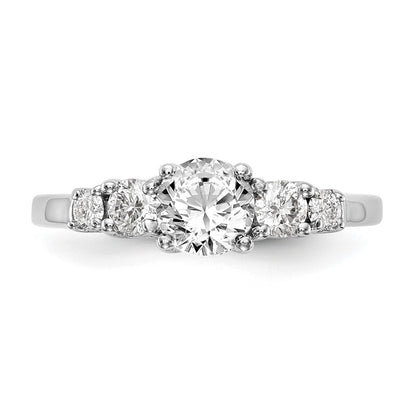 14K White Gold 5 Stone Simulated Diamond Engagement Ring