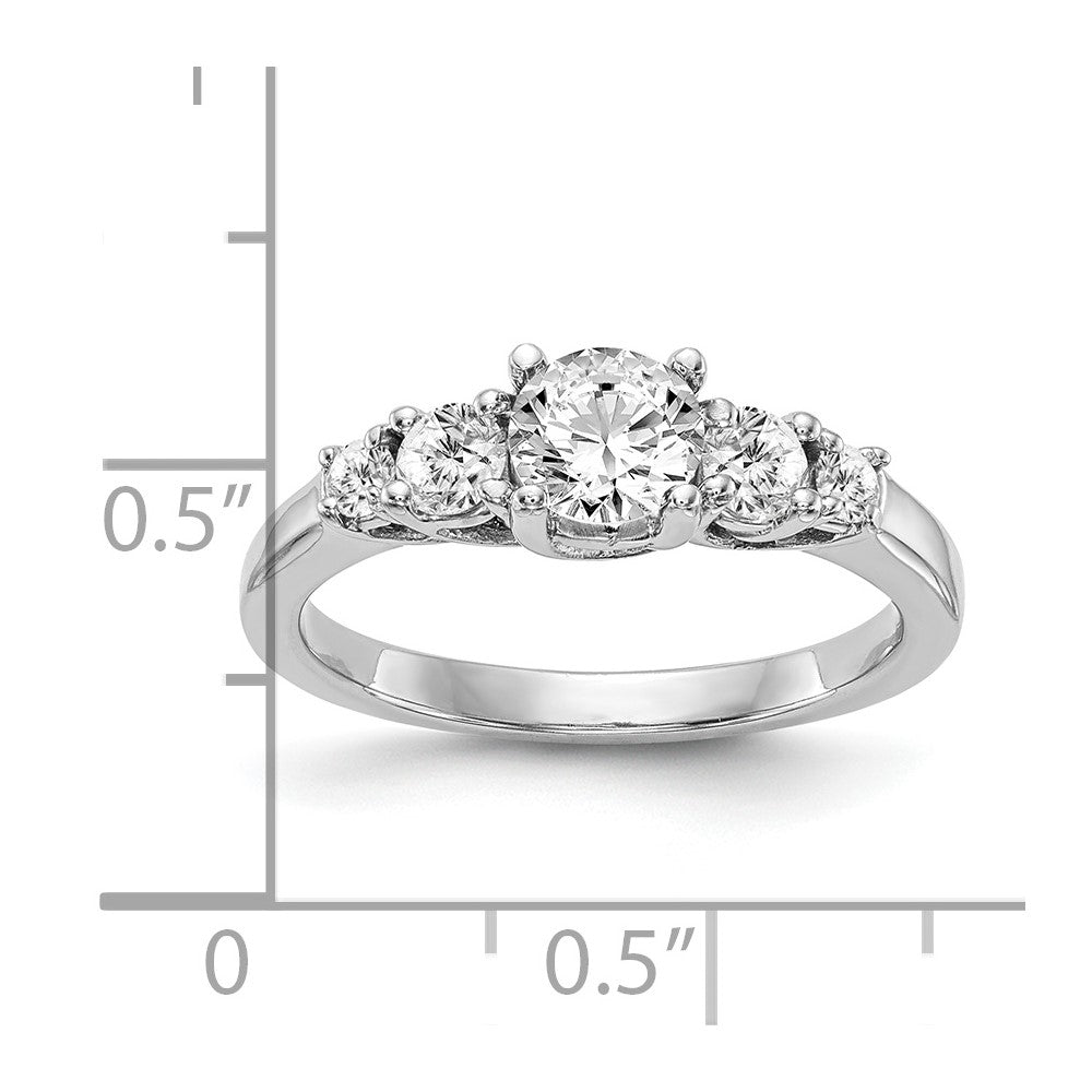 14K White Gold 5 Stone Simulated Diamond Engagement Ring
