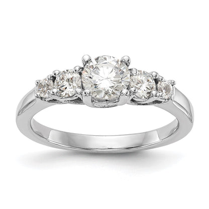 14K White Gold 5 Stone Simulated Diamond Engagement Ring