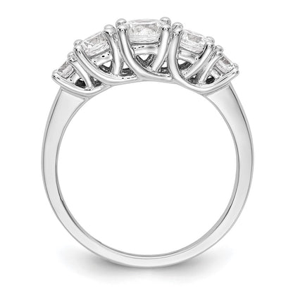 14K White Gold 5 Stone Simulated Diamond Engagement Ring