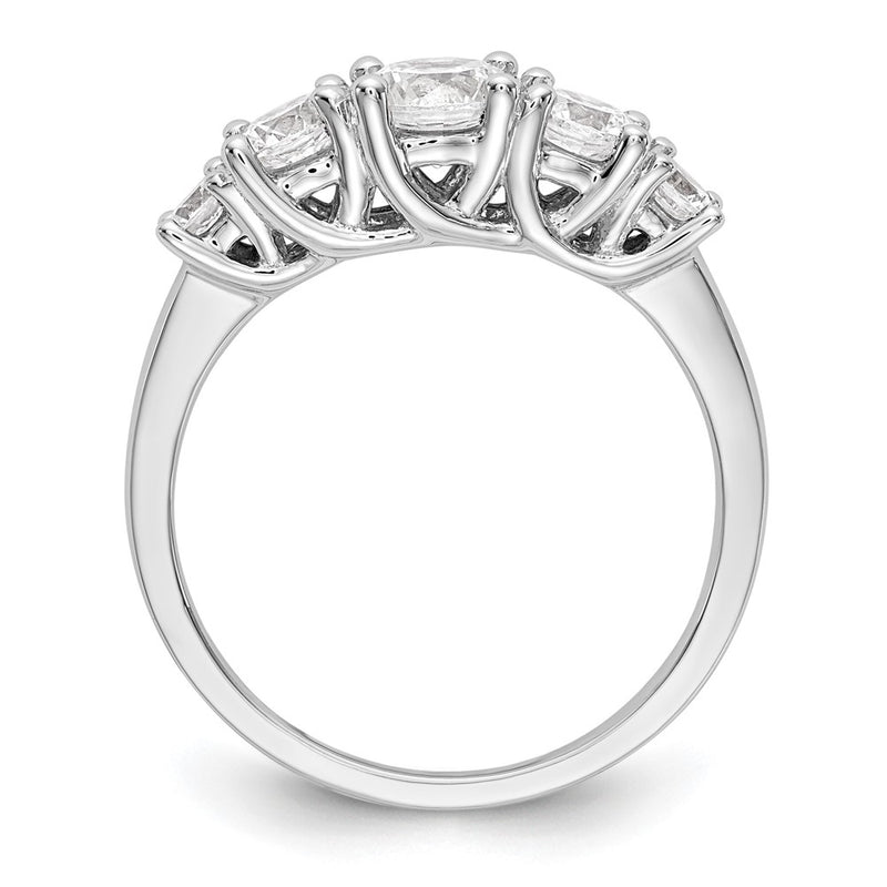 14K White Gold 5 Stone Simulated Diamond Engagement Ring
