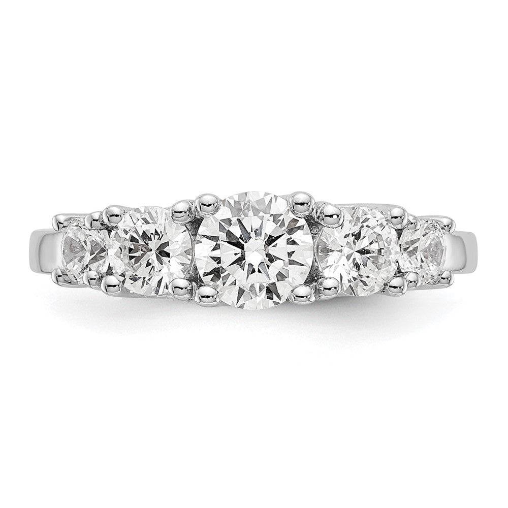 14K White Gold 5 Stone Simulated Diamond Engagement Ring
