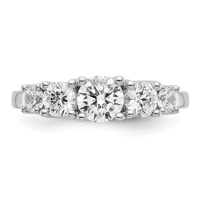 14K White Gold 5 Stone Simulated Diamond Engagement Ring