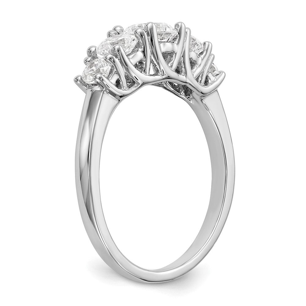 14K White Gold 5 Stone Simulated Diamond Engagement Ring