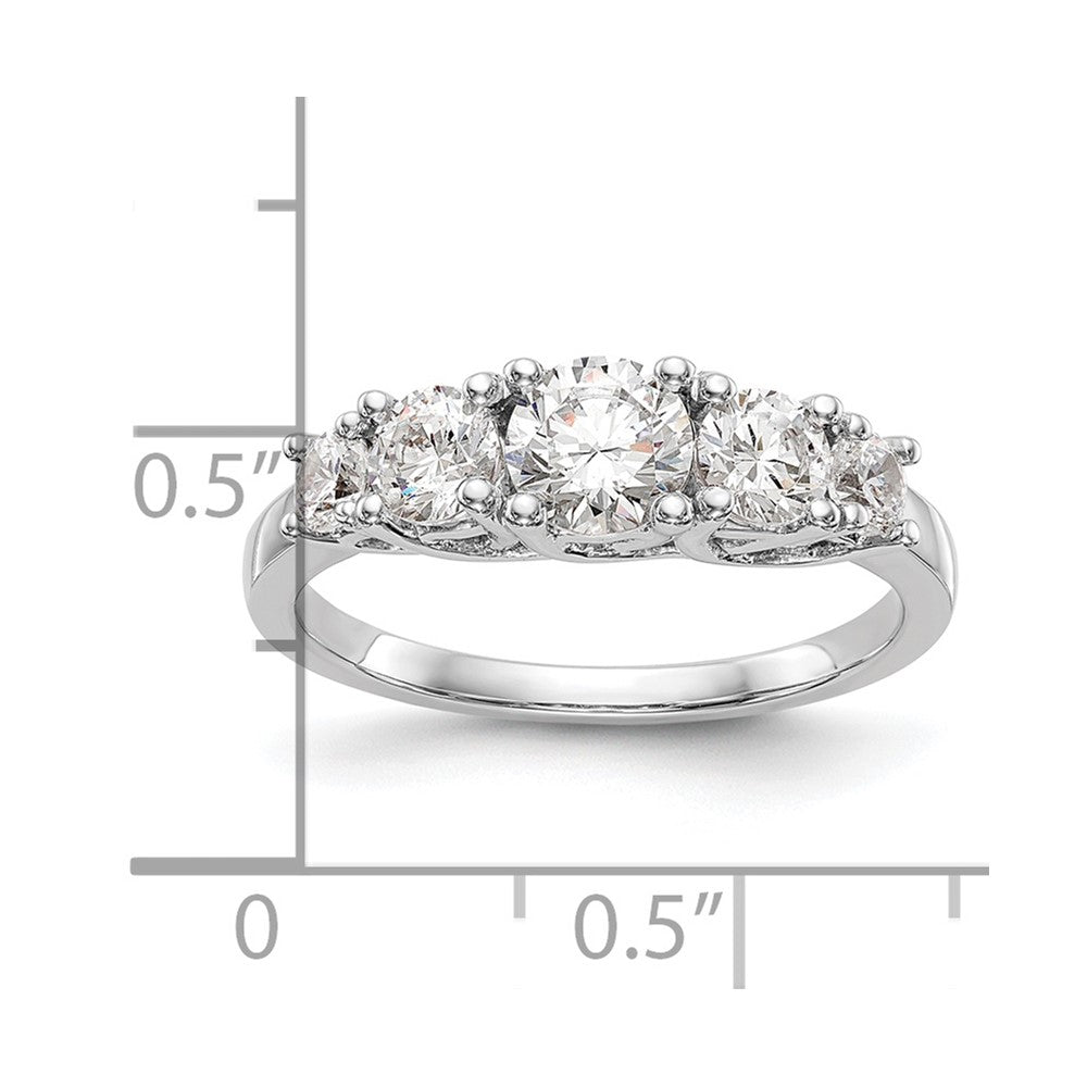 14K White Gold 5 Stone Simulated Diamond Engagement Ring
