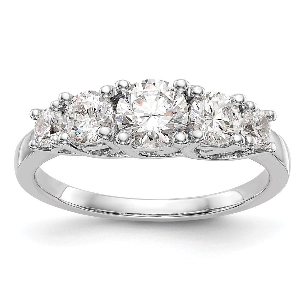 14K White Gold 5 Stone Simulated Diamond Engagement Ring