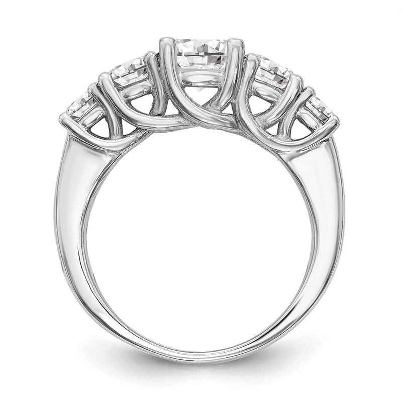 14K White Gold 5 Stone Simulated Diamond Engagement Ring